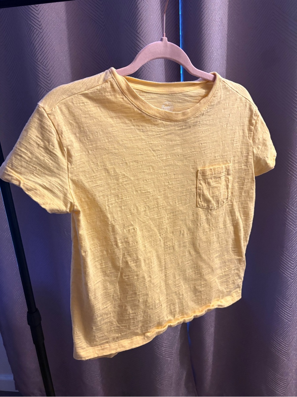 Cropped Women's Short Sleeve Pocket Tee - Yellow